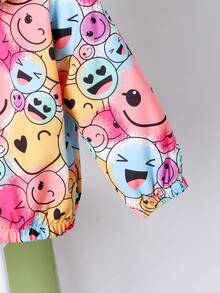 SHEIN Young Girl Spring/Summer Fun Printed Joyful Outdoor Casual Jacket With Long Sleeves - Multicolor - View 4