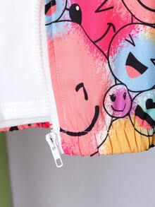 SHEIN Young Girl Spring/Summer Fun Printed Joyful Outdoor Casual Jacket With Long Sleeves - Multicolor - View 6