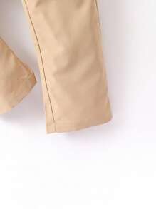 SHEIN Toddler Girls Flap Pocket Front Jumpsuit - Khaki - View 6