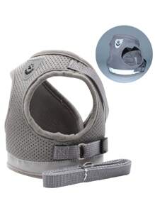 1 pieza con diseño de parche de mascota de malla reflectante arnés para perro para exterior jugando - Gris - Ver 1