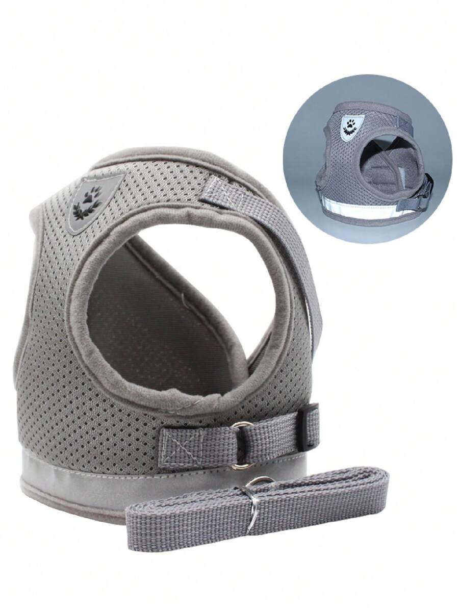 1 pieza con diseño de parche de mascota de malla reflectante arnés para perro para exterior jugando - Gris - Ver 1