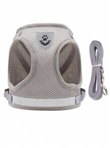 1 pieza con diseño de parche de mascota de malla reflectante arnés para perro para exterior jugando - Gris - Ver 3