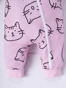 Áo liền quần Em bé Dây kéo Hoạt hình Tất cả trên in - Hồng - Xem 5