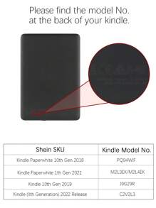 紋理質感PU皮革防摔殼套與 Kindle 兼容 - 黑色 - 查看 5