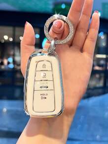 1入組水鑽裝飾TPR聚氨酯車鑰匙殼兼容豐田 - 彩色 - 查看 4