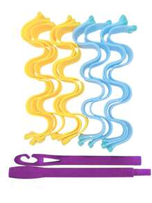 12Pcs Spiral Hair Curler Heatless Water Ripple Hair Curling Roller Diy Styling Tool Set - Blue - View 2