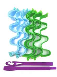 12 Cái/Bộ Dụng cụ tạo kiểu tóc Slouchy, bao gồm cây lăn tóc gợn sóng nước, cây lăn tóc cuộn trứng, cây lăn tóc mái, đĩa tóc và cuộn ốc sên - màu xanh lá - Xem 2