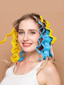 12Pcs Spiral Hair Curler Heatless Water Ripple Hair Curling Roller Diy Styling Tool Set - Blue - View 4