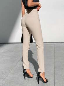 Pantalones ajustados de talle alto - Albaricoque - Ver 2