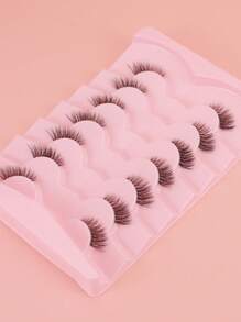 7 paia di ciglia finte con steli trasparenti, allungate, incrociate e ricciolute spesse