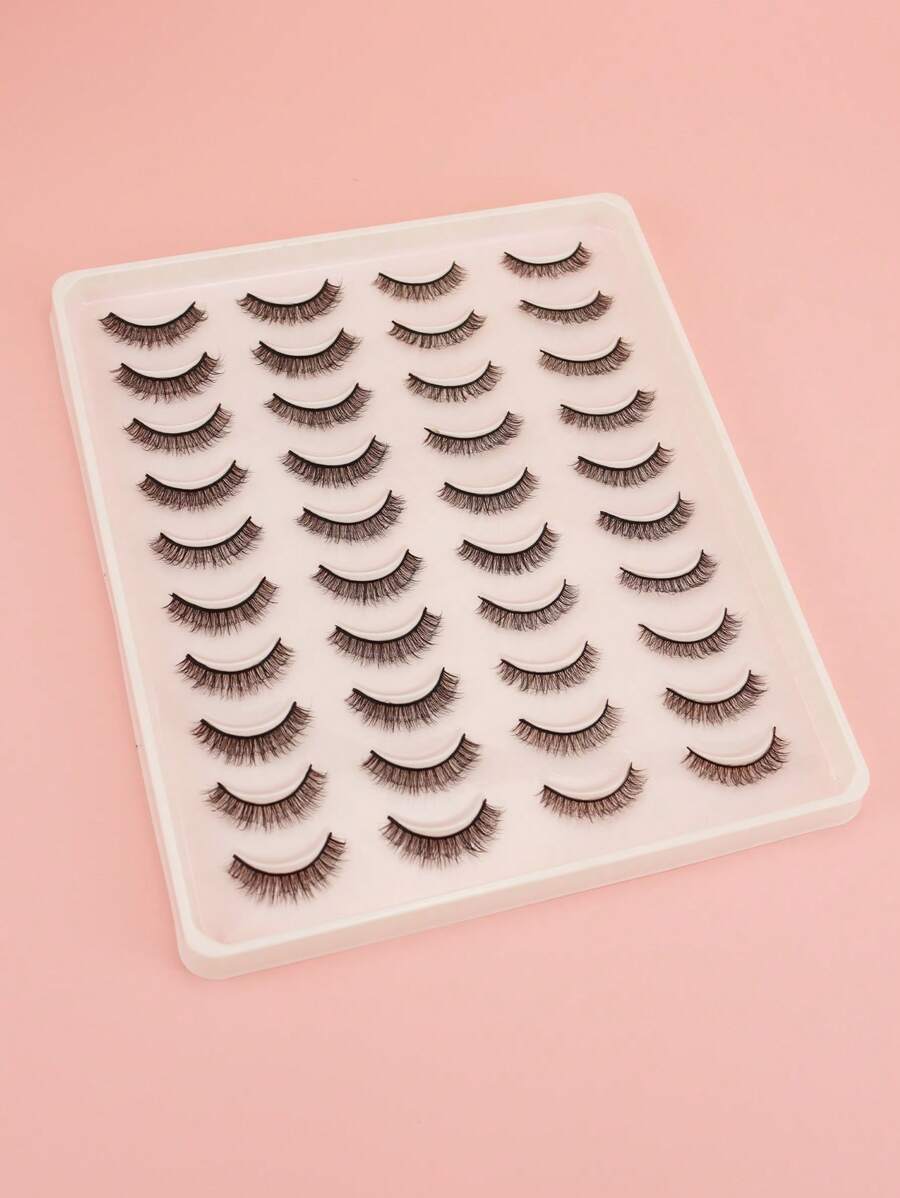 假睫毛,20雙超長3D假睫毛自然彩妝假睫毛用於派對俱樂部 - 黑色 - 查看 1