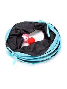 2pcs Bell Decor Cat Tunnel & Cat Teaser Stick For Cat For Playing - Black - View 2