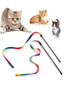 2pcs Bell Decor Cat Tunnel & Cat Teaser Stick For Cat For Playing - Black - View 3