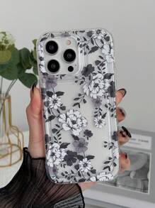 Floral Clear Phone Case - Black - View 2