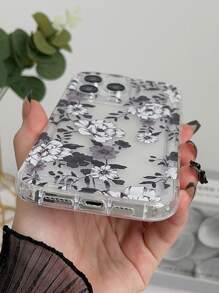 Floral Clear Phone Case - Black - View 4