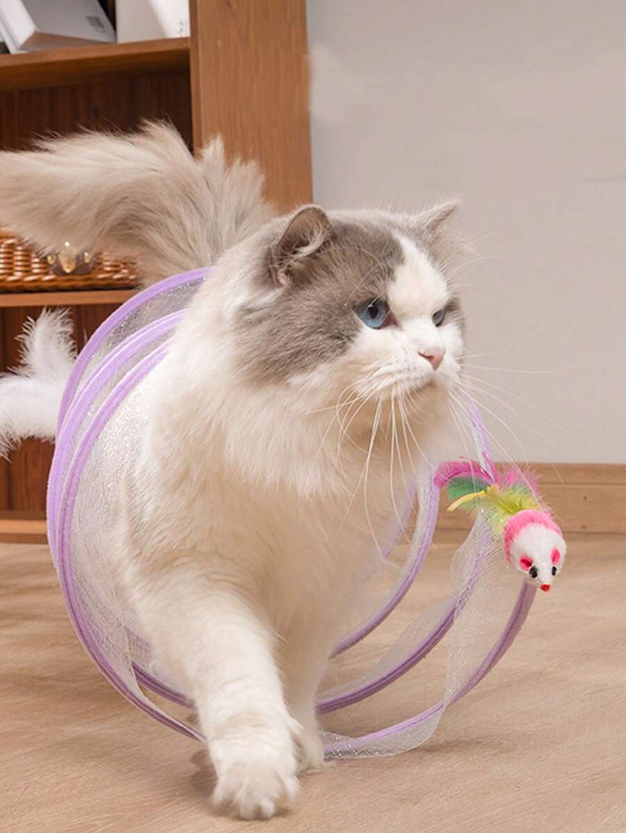 1pc Bell Decor Cat Tunnel For Cat For Playing - Multicolor - View 1