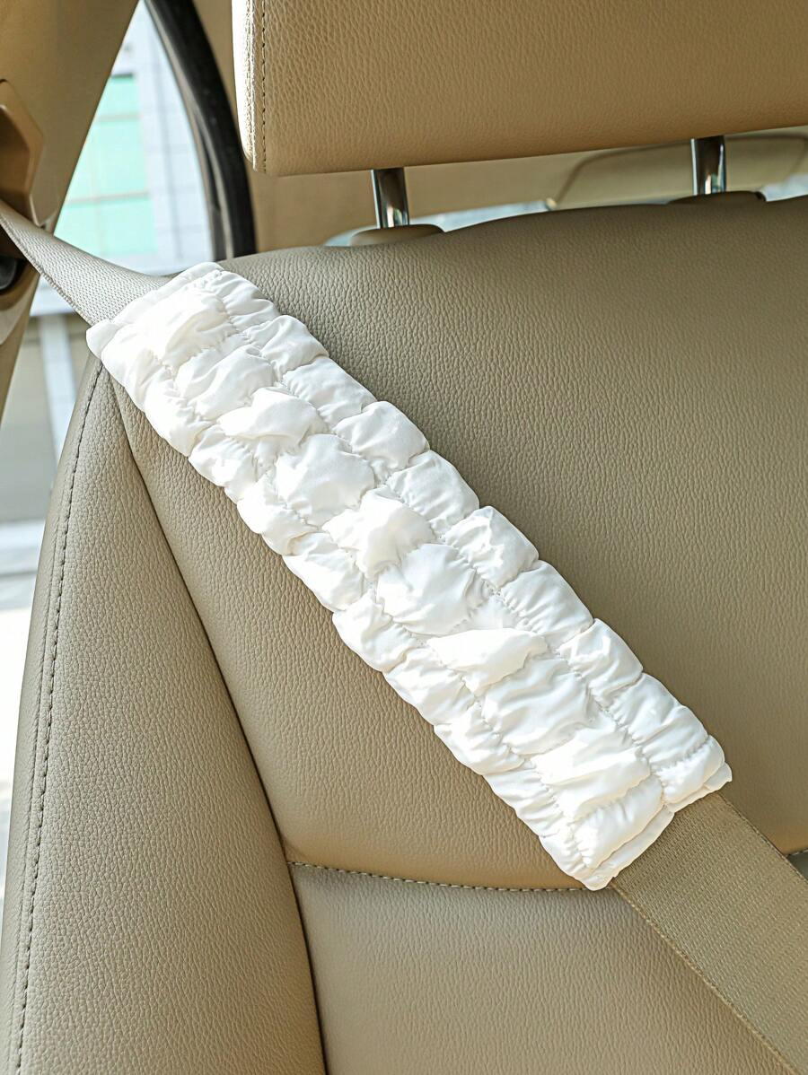 1入組透氣滌綸汽車安全帶套 - 白色 - 查看 1