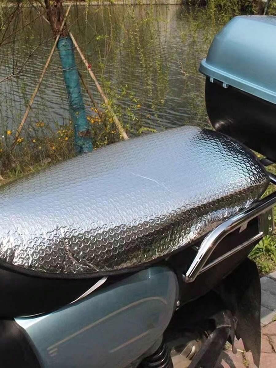 1入組通用防曬兩面PVC摩托車座位套 - 銀色 - 查看 1