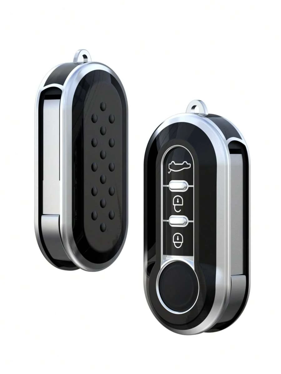 1pc TPU Car Key Case Compatible With Fiat - Black - View 1