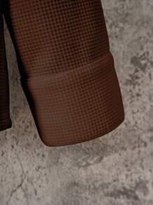 Men Solid Button Up Shirt - Coffee Brown - View 3