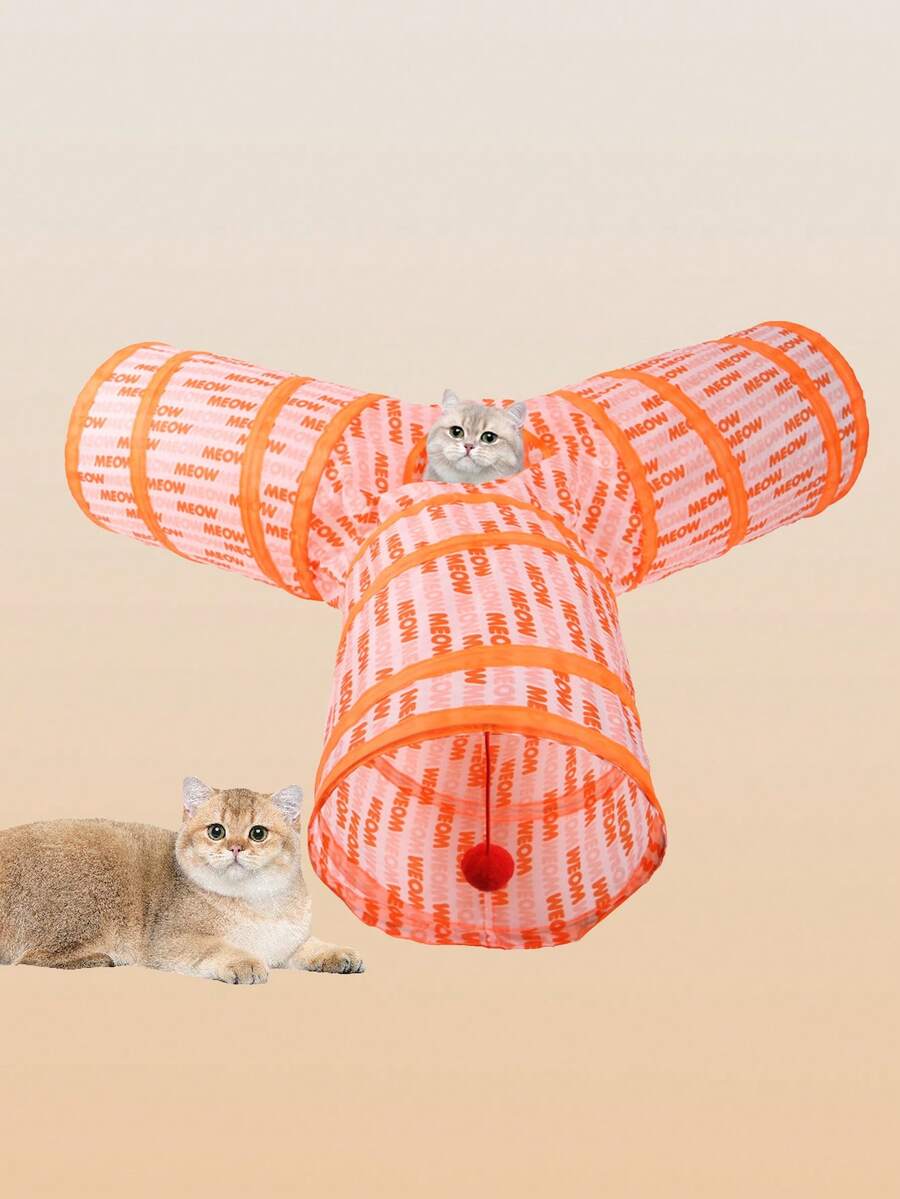 1pc Letter Graphic Cat Tunnel - Pink - View 1