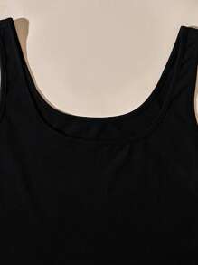 Flirla Plus Solid Crop Tank Top - Black - View 4