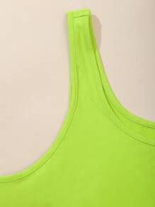 SHEIN EZwear Plus Solid Crop Tank Top - Lime Green - View 4