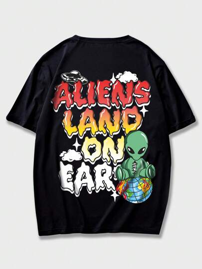 Street Life Hombres Camiseta con estampado de extraterrestre y slogan