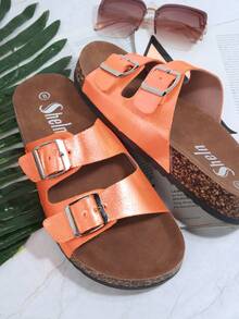 Dép bệt Nữ Khóa màu trơn Sẵn sàng - trái cam - Xem 4