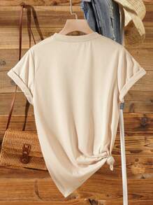 INAWLY Áo thun họa tiết hoạt hình cho mùa hè - Màu Khaki - Xem 2