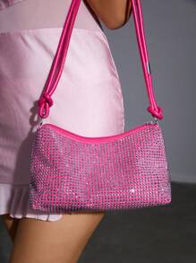 Cuccoo Party Collection Borsa hobo con borchie piccolo rosa fluo
