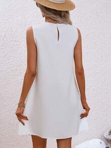SHEIN VCAY Contrast Lace Tunic Dress - White - View 2