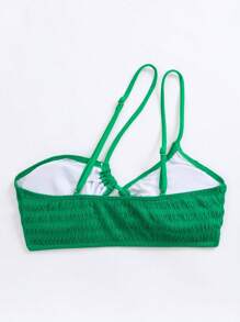 Áo Tops Bikini Nữ Bất đối xứng màu trơn - màu xanh lá - Xem 5