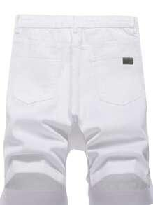 Shorts vaqueros desgastados y deshilachados para hombres - Blanco - Ver 2
