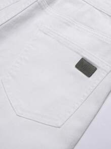 Shorts vaqueros desgastados y deshilachados para hombres - Blanco - Ver 6