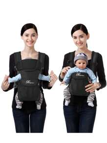 Letter Graphic Adjustable Breathable Baby Carrier - Black - View 2