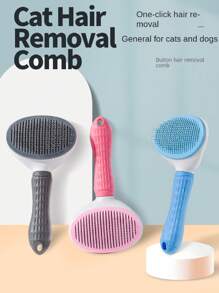 1 chiếc lược chải lông thú cưng bằng nhựa - Hồng - Xem 1