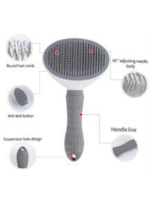 1 chiếc lược chải lông thú cưng bằng nhựa - Hồng - Xem 6