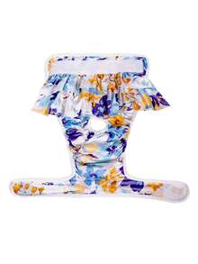 1pc Washable Pet Diaper Female Reusable Princess Dress Style Dog Diaper - Blue and White - View 3