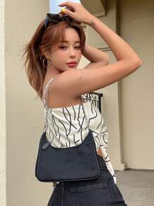 DAZY Top de tirantes con estampado con nudo delantero - Beis - Ver 5