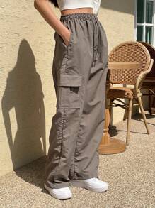 DAZY 側翻蓋口袋工裝褲