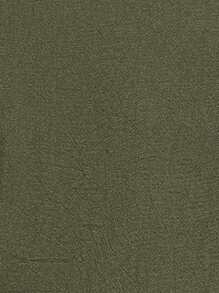 SHEIN LUNE Puff Sleeve Knot Side Wrap Blouse - Army Green - View 7