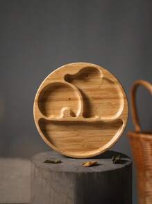 3pcs Elephant Shaped Bamboo Dinnerware Set With Fork And Spoon - White - View 4
