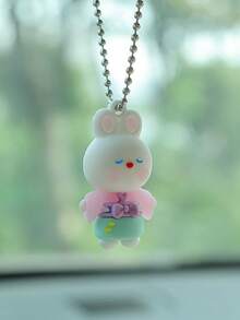 1 Pieza Colgante De Automóvil Con Pequeño Conejo Vestido De Vestido Rosa - Multicolor - Ver 2