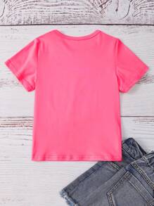 休閒標語女幼童上衣 - 玫紅色 - 查看 2