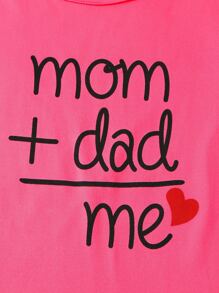 休閒標語女幼童上衣 - 玫紅色 - 查看 5