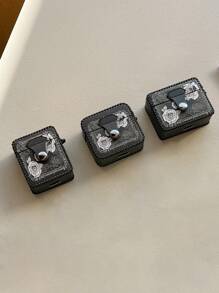 Apple Flower Pattern PU Case Compatible With AirPods Compatible With Airpods1/2 AirPods Pro - Black - View 2