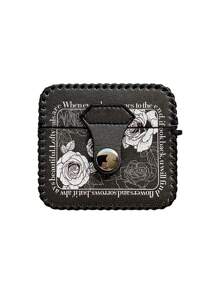 Apple Flower Pattern PU Case Compatible With AirPods Compatible With Airpods1/2 AirPods Pro - Black - View 4