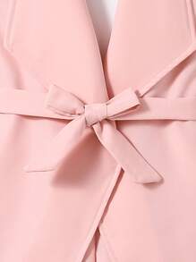 SHEIN Girls Solid Cami Top & Trousers & Belted Blazer - Pink - View 3