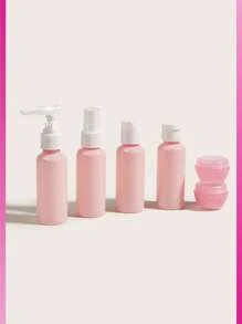 9入組套裝開叉瓶子燈粉色化妝品,化妝品容器套裝,水洗瓶泵,噴瓶,彩妝瓶套裝,旅行分配器瓶,精細噴霧透明貝殼,便攜旅行商業開叉瓶 - 粉色 - 查看 4